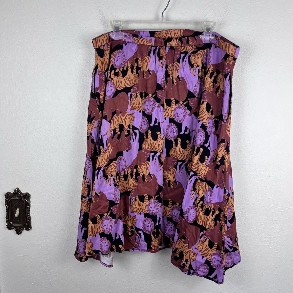 Modcloth Pink Brown Tiger Print Midi Skirt - Picture 7 of 11